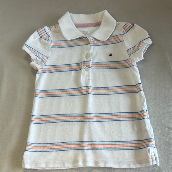 Tommy Hilfiger Kids Striped Polo Shirt dress - White with Multicolor Stripes - Picture 1 of 3
